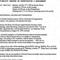 Announcements, 1999-10-11. ...