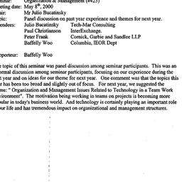 Minutes, 2000-05-08. Organi...