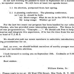 Announcements, 1971-08-24. ...