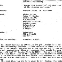 Minutes, 1970-10-12. Organi...