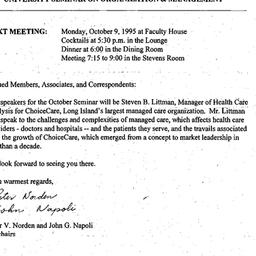 Announcements, 1995-10-09. ...
