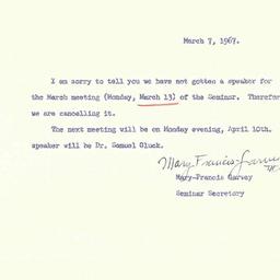 Announcements, 1967-03-07. ...