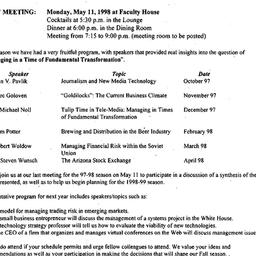 Announcements, 1998-05-11. ...