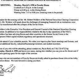 Announcements, 1998-03-09. ...