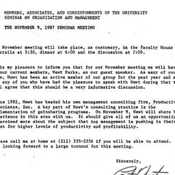 Announcements, 1987-11-09. ...