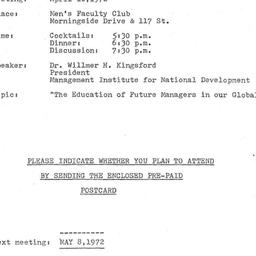 Announcements, 1972-04-10. ...