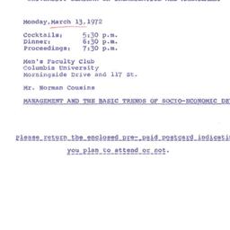Announcements, 1972-03-13. ...