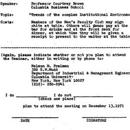 Announcements, 1971-12-13. ...