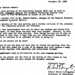 Announcements, 1962-11-28. ...