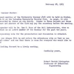 Announcements, 1963-02-28. ...