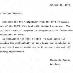 Announcements, 1979-10-19. ...