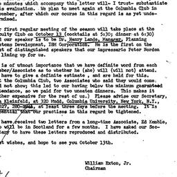 Announcements, 1969-10-13. ...