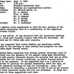 Minutes, 1969-09-09. Organi...