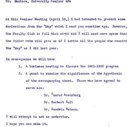 Announcements, 1961-03-30. ...