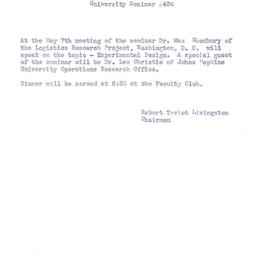 Announcements, 1956-05-07. ...
