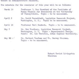 Schedules, Organization and...