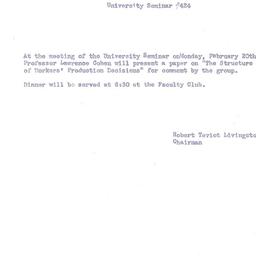 Announcements, 1956-02-20. ...
