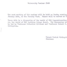 Announcements, 1956-01-16. ...