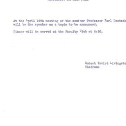 Announcements, 1956-04-16. ...