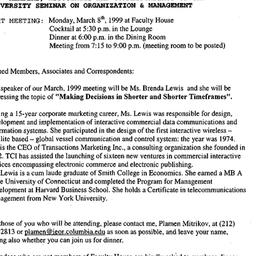 Announcements, 1999-03-08. ...