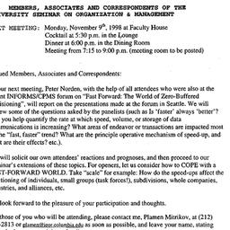 Announcements, 1998-11-09. ...
