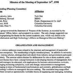 Minutes, 1998-09-14. Organi...