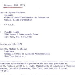 Announcements, 1975-02-10. ...