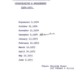 Schedules, Organization and...