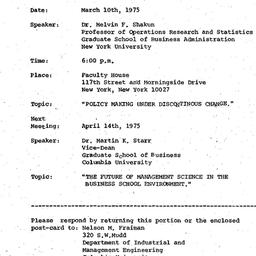 Announcements, 1975-03-10. ...