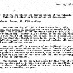 Announcements, 1982-12-24. ...