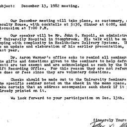 Announcements, 1982-11-22. ...