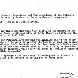 Announcements, 1983-03-07. ...