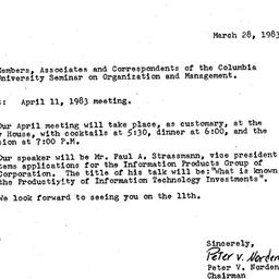 Announcements, 1983-03-28. ...