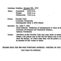 Announcements, 1973-01-08. ...