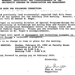 Announcements, 1992-01-15. ...