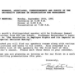 Announcements, 1991-09-03. ...