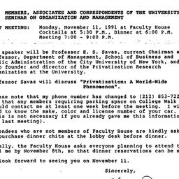 Announcements, 1991-11-06. ...
