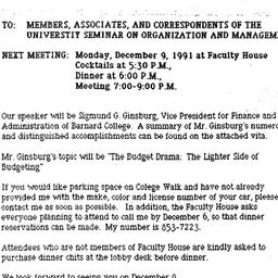 Announcements, 1991-11-21. ...