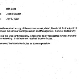 Correspondence, 1992-07-08....