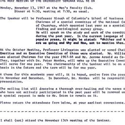 Announcements, 1967-10-28. ...