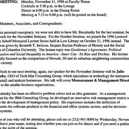 Announcements, 1996-11-11. ...