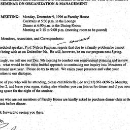 Announcements, 1996-12-09. ...