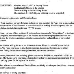 Announcements, 1997-05-12. ...