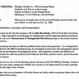 Announcements, 1996-10-21. ...