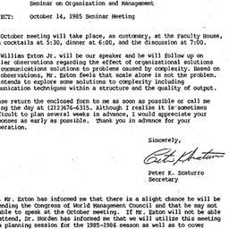 Announcements, 1985-09-23. ...
