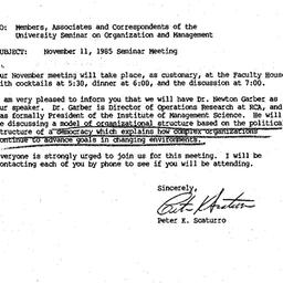 Announcements, 1985-10-24. ...