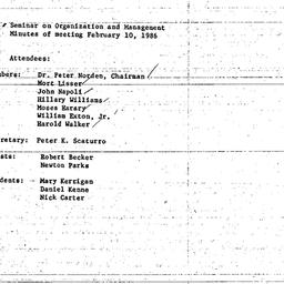 Minutes, 1986-02-10. Organi...