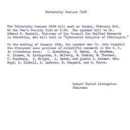Announcements, 1958-02-03. ...