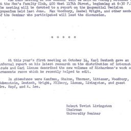 Announcements, 1957-11-04. ...