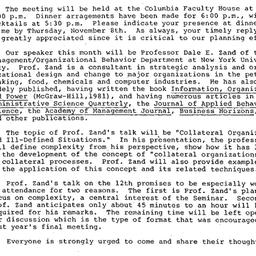 Announcements, 1984-10-29. ...